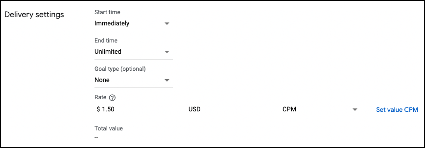 Line item delivery settings